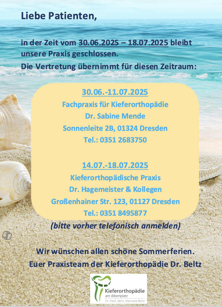 KieferorthopƤdie Dresden | Frau Dr. Beltz Ferientermine KieferorthopƤdie Dresden